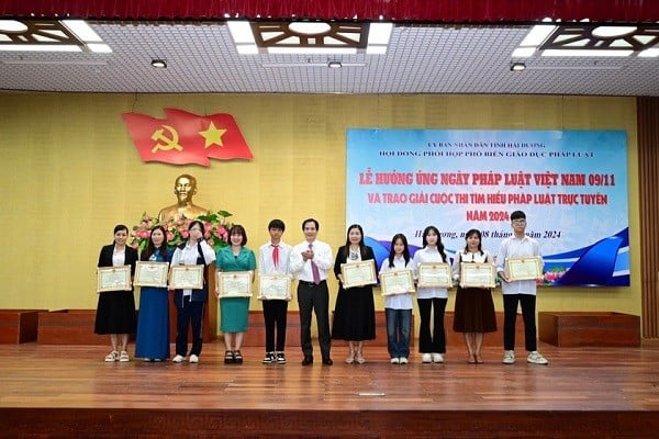 Trước đó nhiều cá nhân, tổ chức đã đoạt giải trong Cuộc thi tìm hiểu pháp luật trực tuyến tỉnh Hải Dương năm 2024 (Ảnh: Báo Hải Dương)