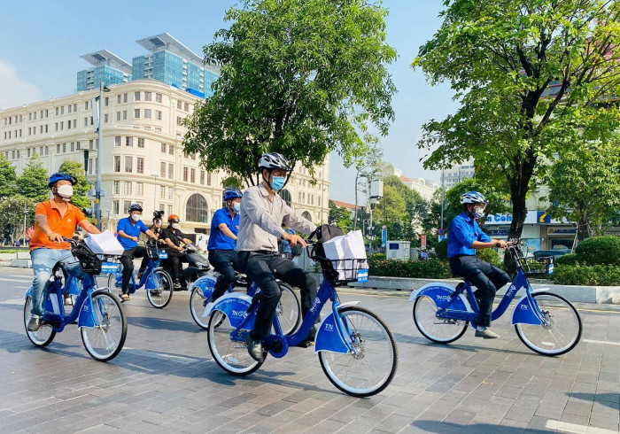 Việc cho thuê xe đạp sẽ giúp người dân tiếp cận giao thông công cộng thuận tiện hơn. Ảnh: Sở GTVT