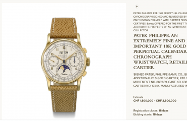 Sốc: Đồng hồ Patek Philippe 1518 có kí hiệu Cartier sẽ được bán với giá 63,7 tỷ đồng?